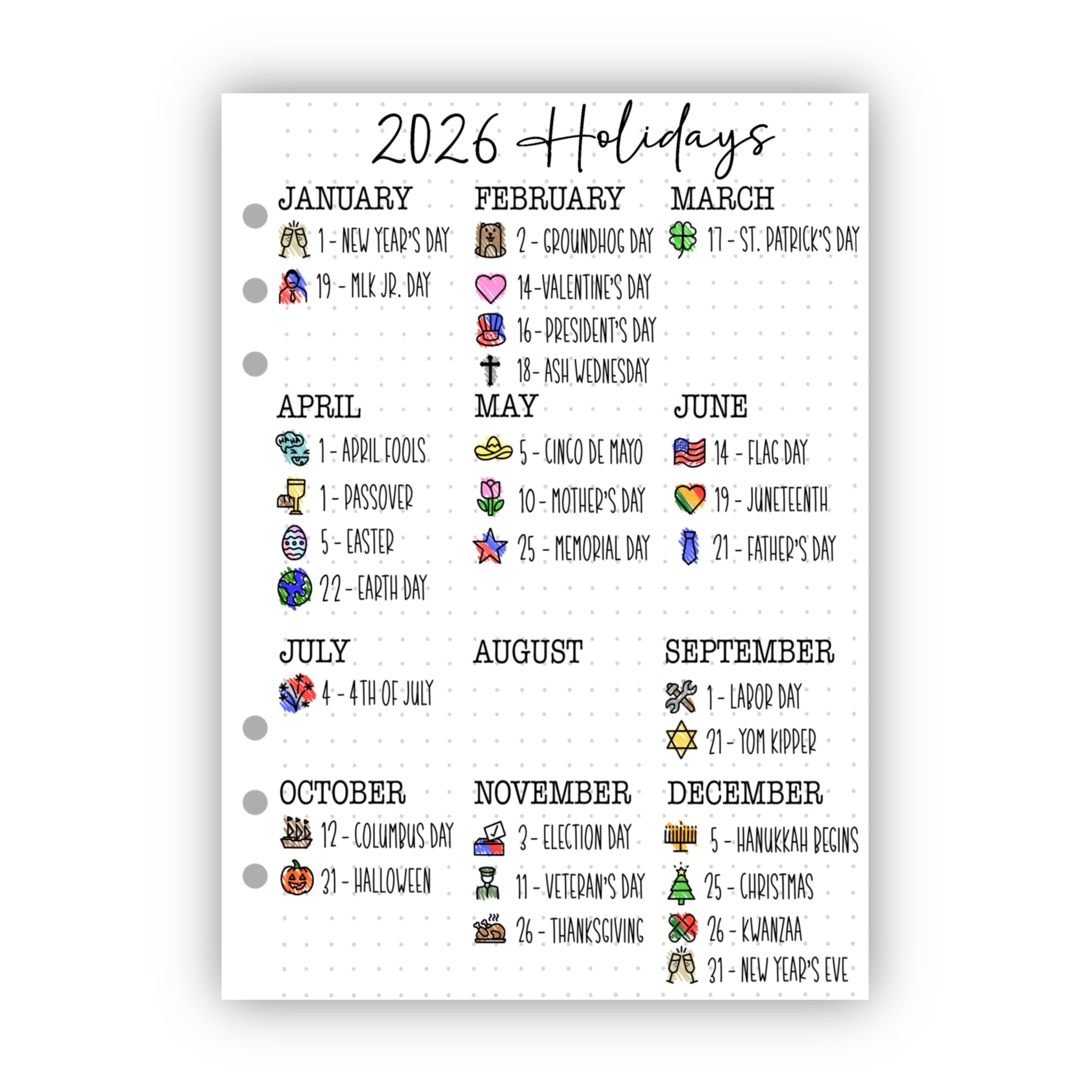 2026 Holidays